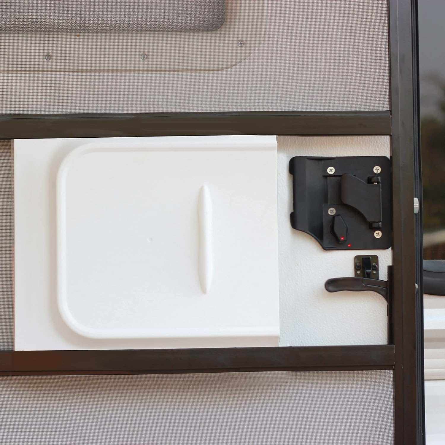 RVMATE Screen Door Slide with Slide Stop, 12" Panel for RV, Trailer, Camper, Motor Home, White image number 1