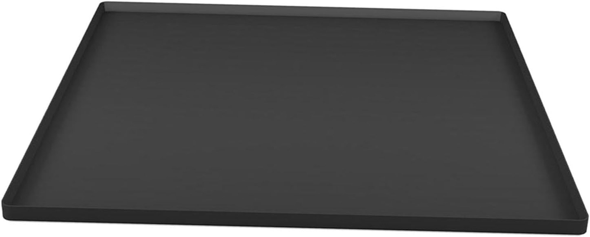 Perfk Silicone Fridge Floor Mat Large Drip Tray 60Cmx60Cm Spill Prevent Mini Fridge Drip Pan High Raised Edge for Indoor Gardening, Black