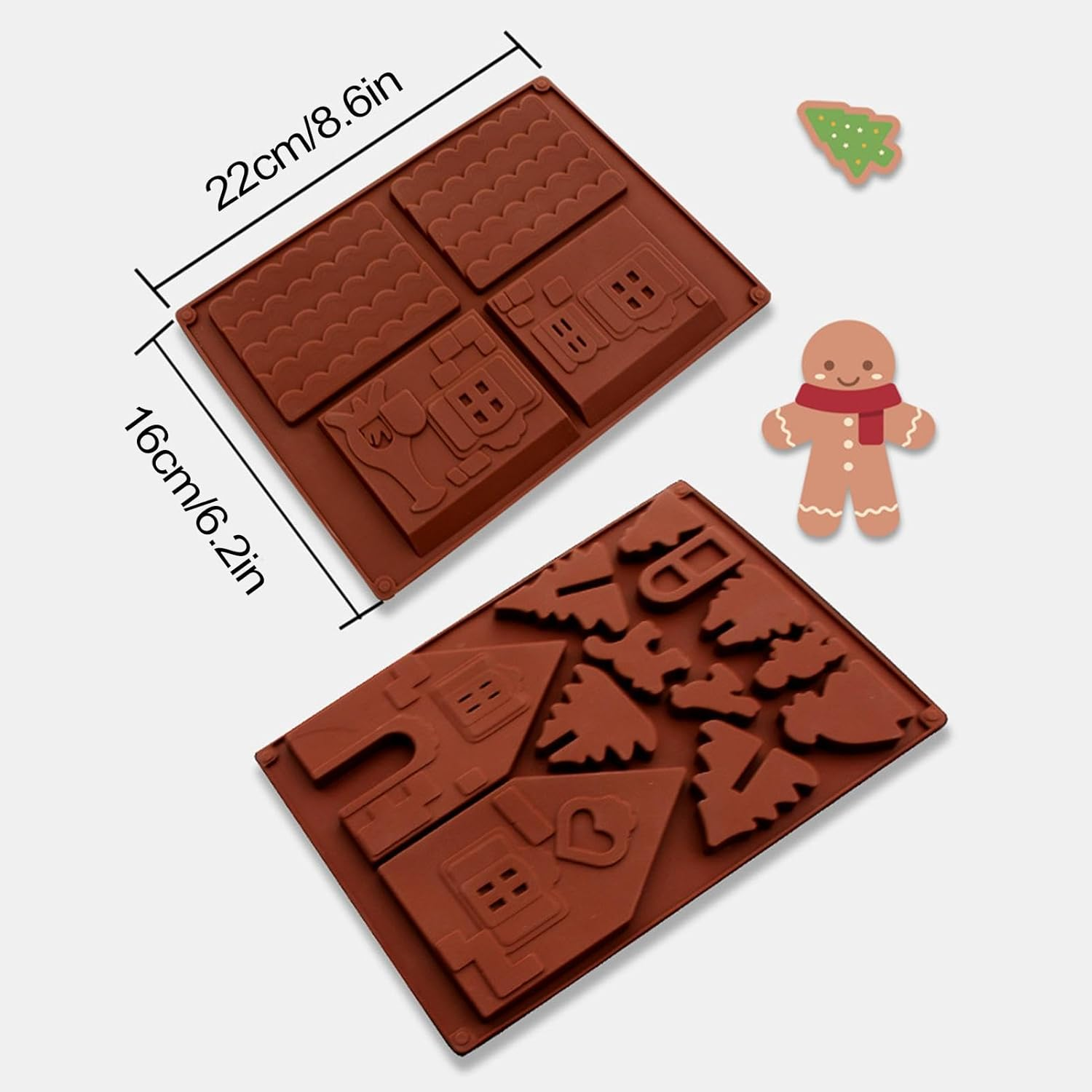 Gingerbread House Cake Mold - 2X Christmas Baking Silicone Molds - Food Grade Non-Stick Chocolate Mold for Candy, Desserts, Cake image number 4