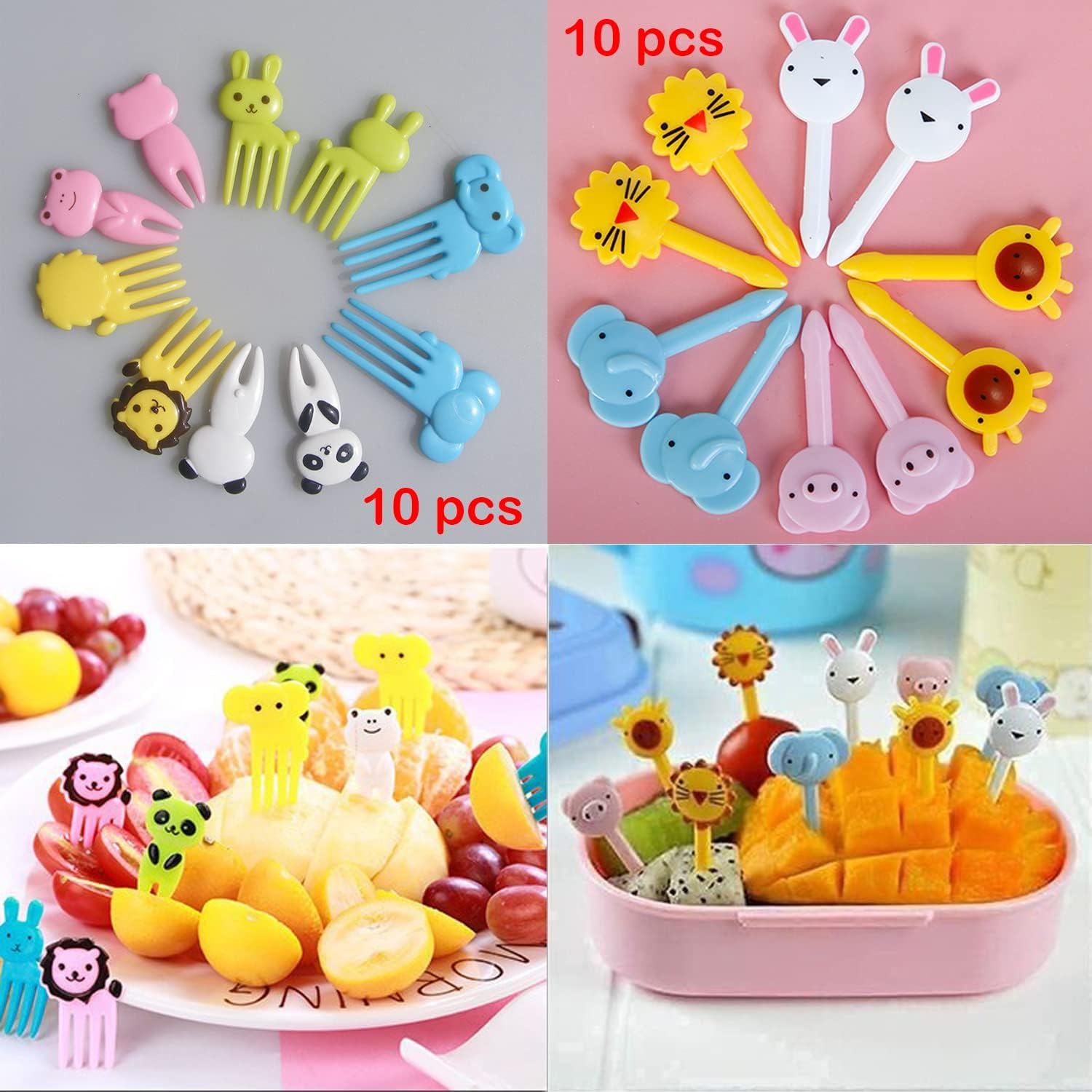 Mini Cartoon Fruit Forks, 68 Pcs Cartoon Animal Fruit Pick Food Picks, Little Fruit Food Picks, Lunch Bento Box Picks Cartoon Toothpick Mini Cupcake Fork Picks Cake Picks Food Toothpick