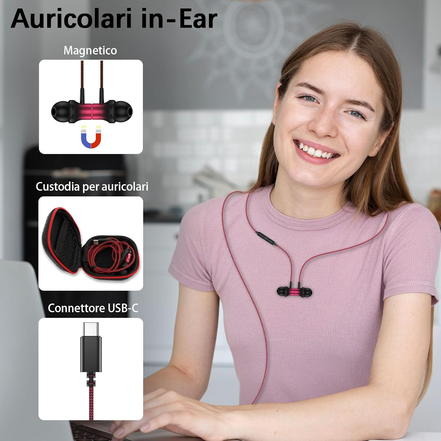 In-Ear Headphones with Wired USB C Headphones for Samsung Galaxy S25 Ultra S24 S23 A56 A16 with Microphone and Volume Control Hi-Fi Stereo Type C Earphones for Iphone 16 Pro Max 15 plus 16E Ipad Pro