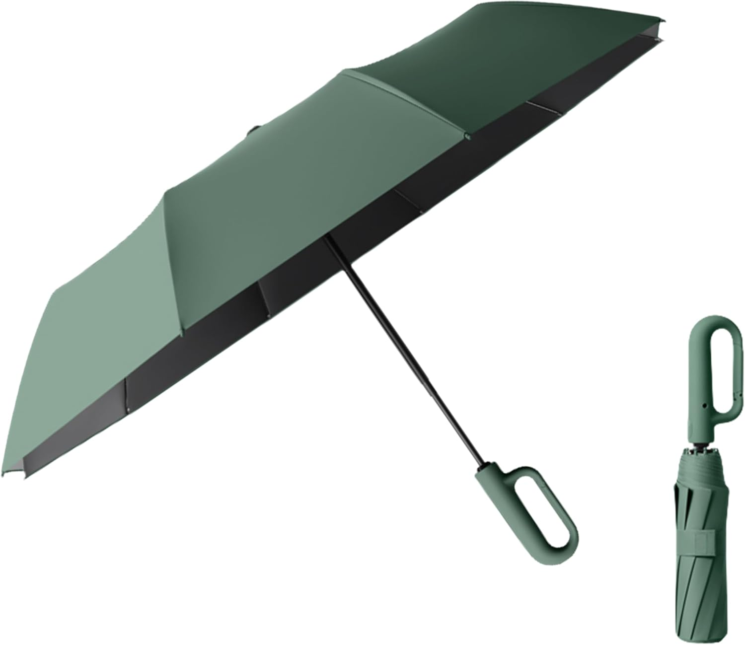 Travel Folding Golf Umbrella 10 Ribs Automatic Open/Close,Lightweight Compact Portable Backpack Car Parasol Outdoor,Sun/Rain,Anti 99 UV Protection UPF 50,Men Women Carabiner Handle Design