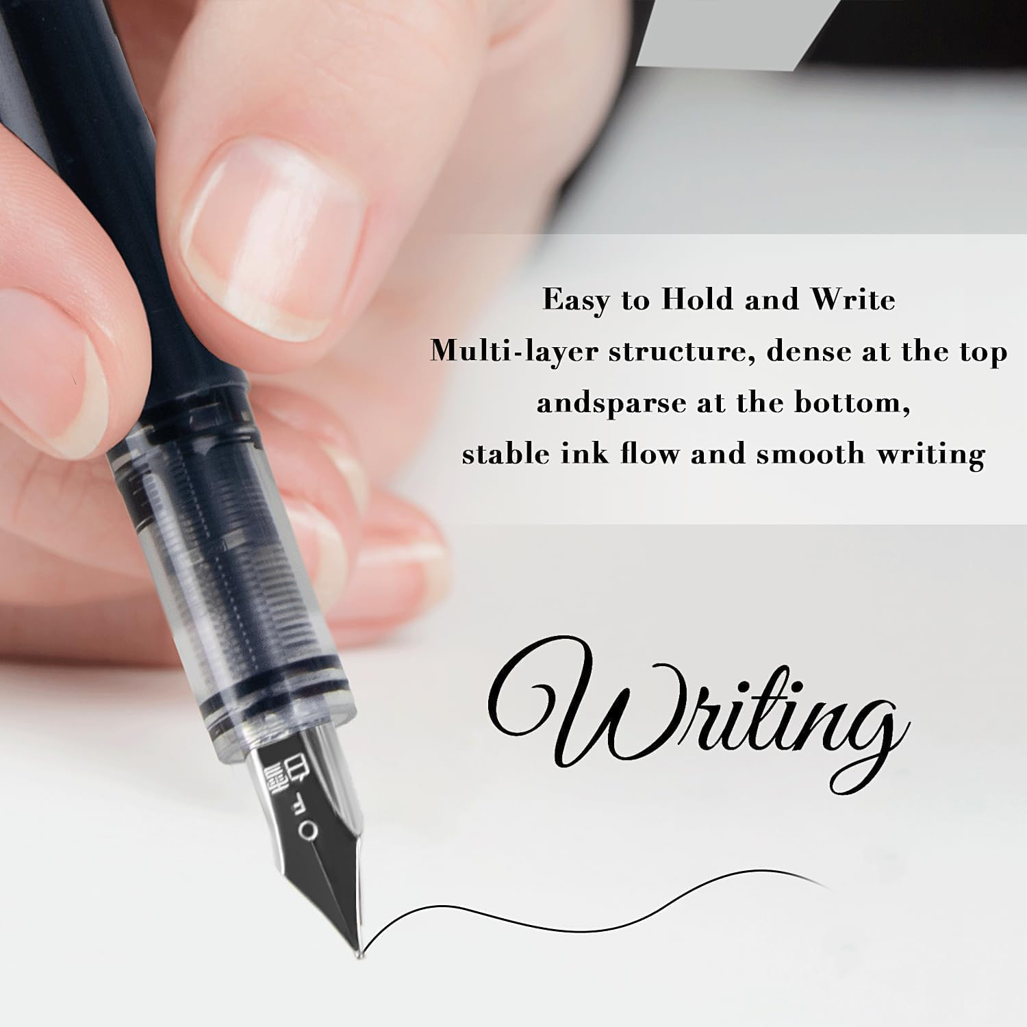 12 Pcs Disposable Fountain Pens, Smooth Writing Black Fountain Pens, Ink Bladder-Free Fountain Pens, Quick-Drying Ink Pens, Office Supplies for Doodling, Sketching, Calligraphy (Black) image number 5