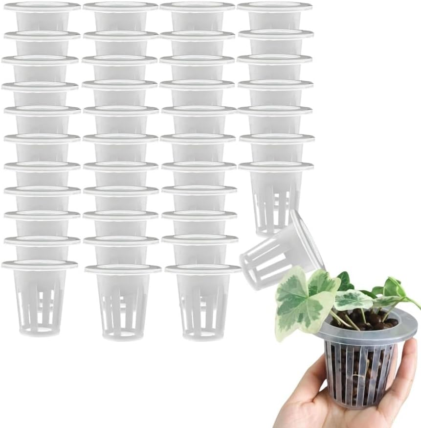 Garden Slotted Mesh Net Cups,100 PCS 4.2 Cm Height Water Culture Fixed Planting Cups Baskets, Vegetable Soilless Cultivation Tools, Wide Lip Bucket Pot Cups for Hydroponics and Aquaponics
