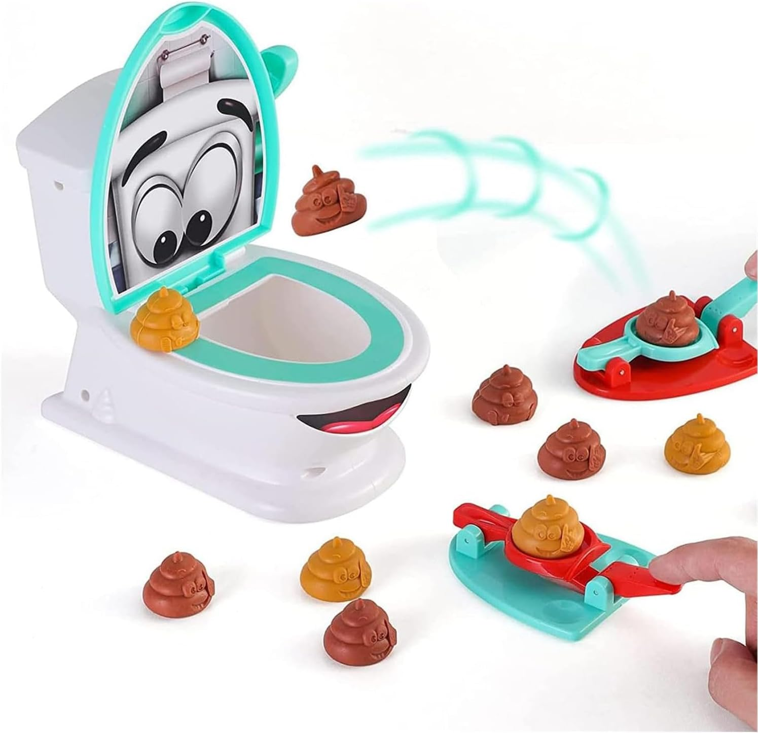 Poop Shoot Game Toy for Kids, Creative Toilet Poop Game Toys, Funny Family Game, Include 12 Poops, 2 Launchers and Sticker