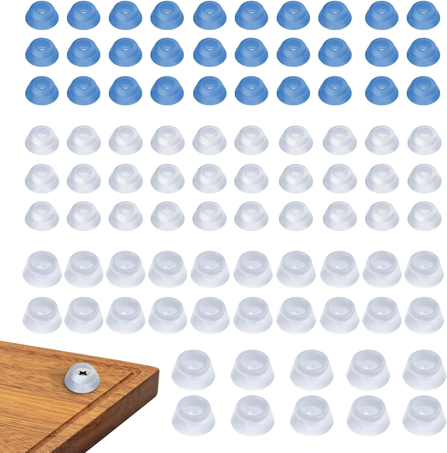 90 Pieces Screw on Rubber Feet for Cutting Board, Non Slip Cutting Board Feet, round Cabinet Rubber Bumpers Pads Legs Protectors for Furniture Chair Table Dresser image number 3