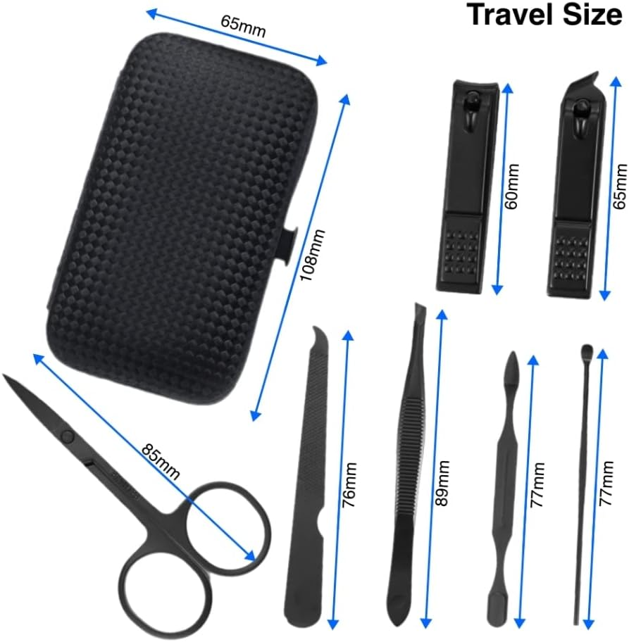 Ark&eacute; Manicure Set Nail Clippers Professional Fingernail & Toenail Grooming Kit Tweezers Eyebrow Scissors for Mens and Women Travel Size 7Pcs Nail Care Tools with Black Case image number 3