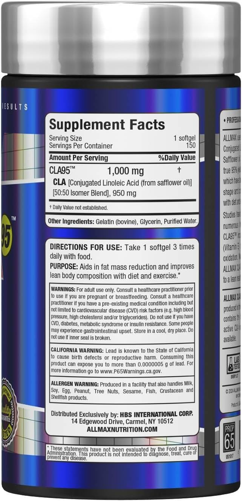 Allmax Nutrition - CLA 95-150 Softgels image number 4