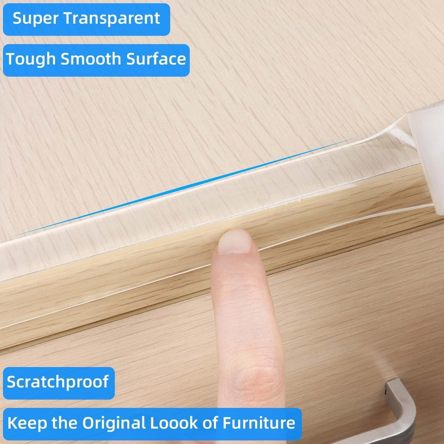 Clear Edge Protector Strip, 1.18In X 16.4FT, Sharp Edge Wrap Cover Tape, Self Adhesive Protective Bumper Guards for Cabinet Door Desk Glass Table Bed Furniture, Kitchen Countertop, Waterproof