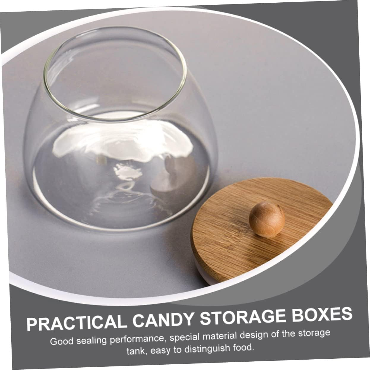 LABRIMP 2Pcs Transparent Glass Candy Storage Jars Bamboo Lids Wedding Sweets Containers Versatile Sealing Jars for Home and Bakery Use image number 3