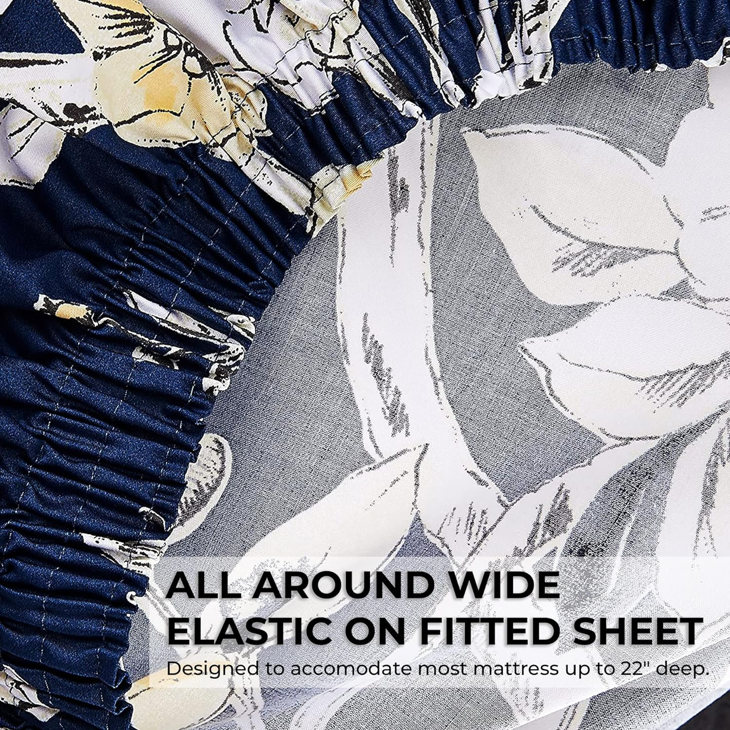 Tribeca Living Casablanca Floral Printed Deep Pocket Sheet Set, California King image number 1