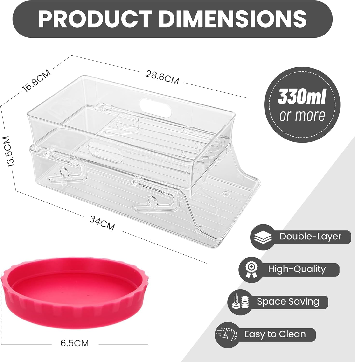 Can Rolling Dispenser, Can Holder, 2-Tier Fridge Organiser, Drink Dispenser, Beer Storage, Soda Drink Storage, Beverage Dispenser, for Fridge Kitchen Home Freezer Pantry Countertop Cabinets image number 4