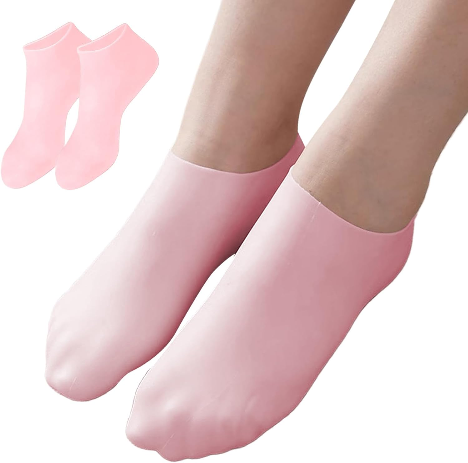 Qkbuza Women'S Foot Socks - Moisturizing Skin-Friendly Liquid Silicone Foot Socks,Ergonomic U-Shape Spa Cover for Cracked Heel Men Women
