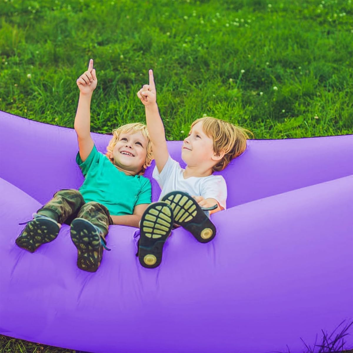 AIMALL Outdoor Inflatable Air Sofa Bed, 55X29.5 Inches Single Person Lazy Sofa for Camping, Beach, and Pool Lounger with Anti-Leak Double Air Chambers and Durable Oxford Fabric image number 2