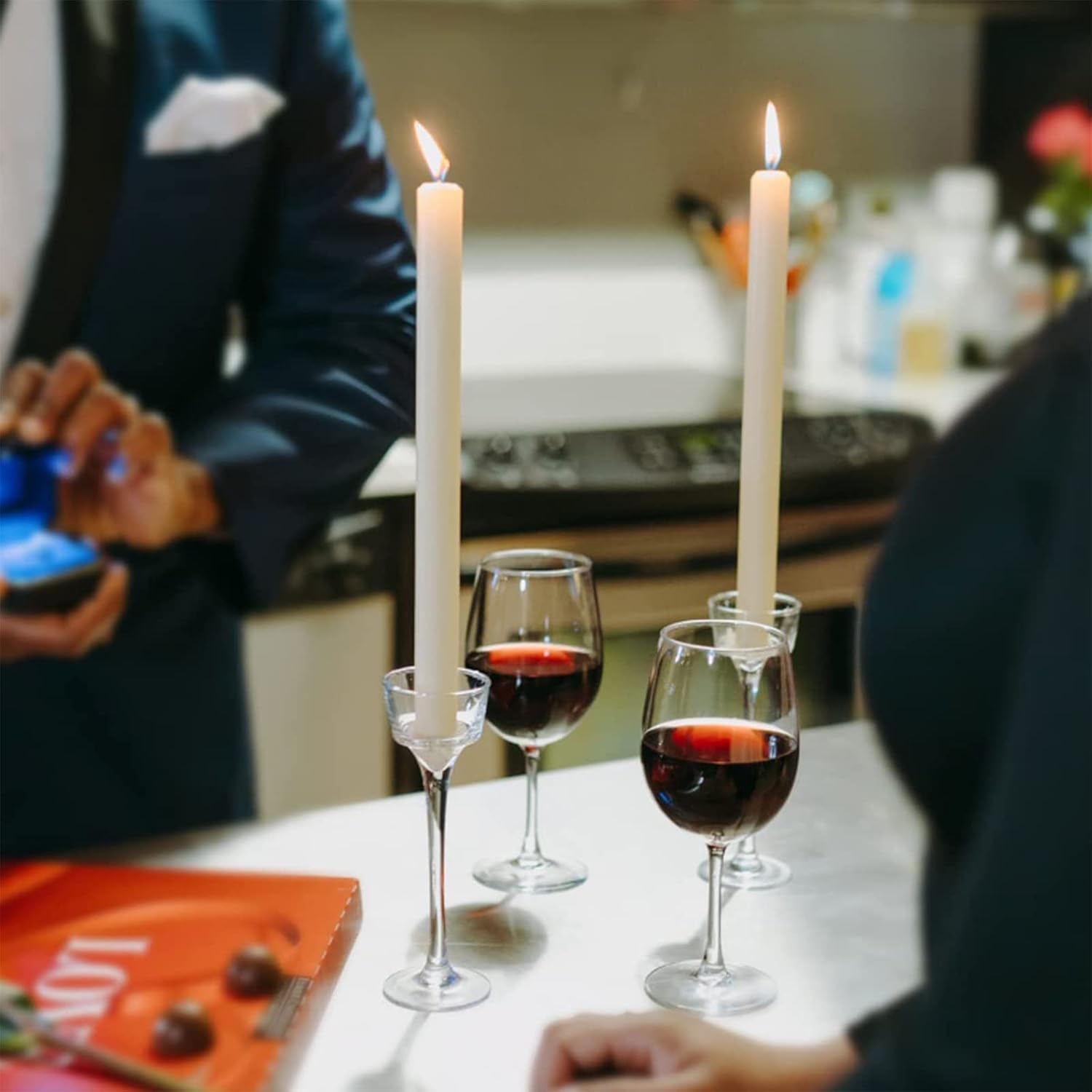 14 Pack White Taper Candles, 10 Inch White Dripless, Unscented Dinner Candle, Smokeless Taper Candles, Paraffin Wax with Cotton Wicks, 8 Hours Burn Time - 14Pack White image number 5