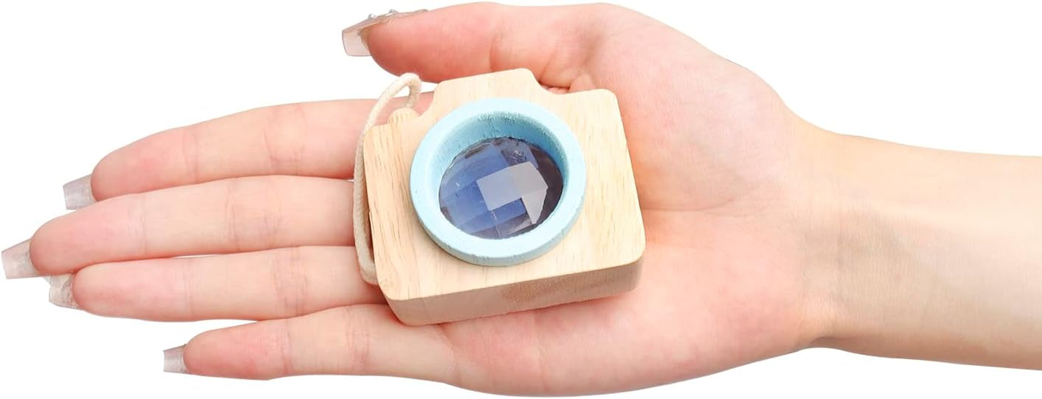 5 Pcs Mini Kaleidoscope Camera Miniature Wooden Camera with Different Colored Lenses Portable Kaleidoscope for Color Awareness Birthday Gift Mini Decorative Accessories image number 5
