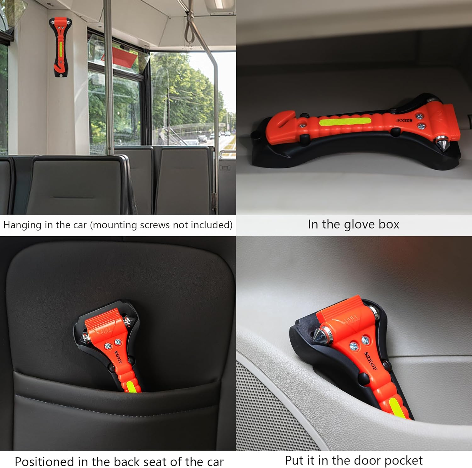 Car Window Breaker,Glass Breaker,Car Window Breaker and Seatbelt Cutter,Multi-Functional Car Safety Hammer,Car Emergency Kit,2 Packs(Orange)&hellip; image number 3