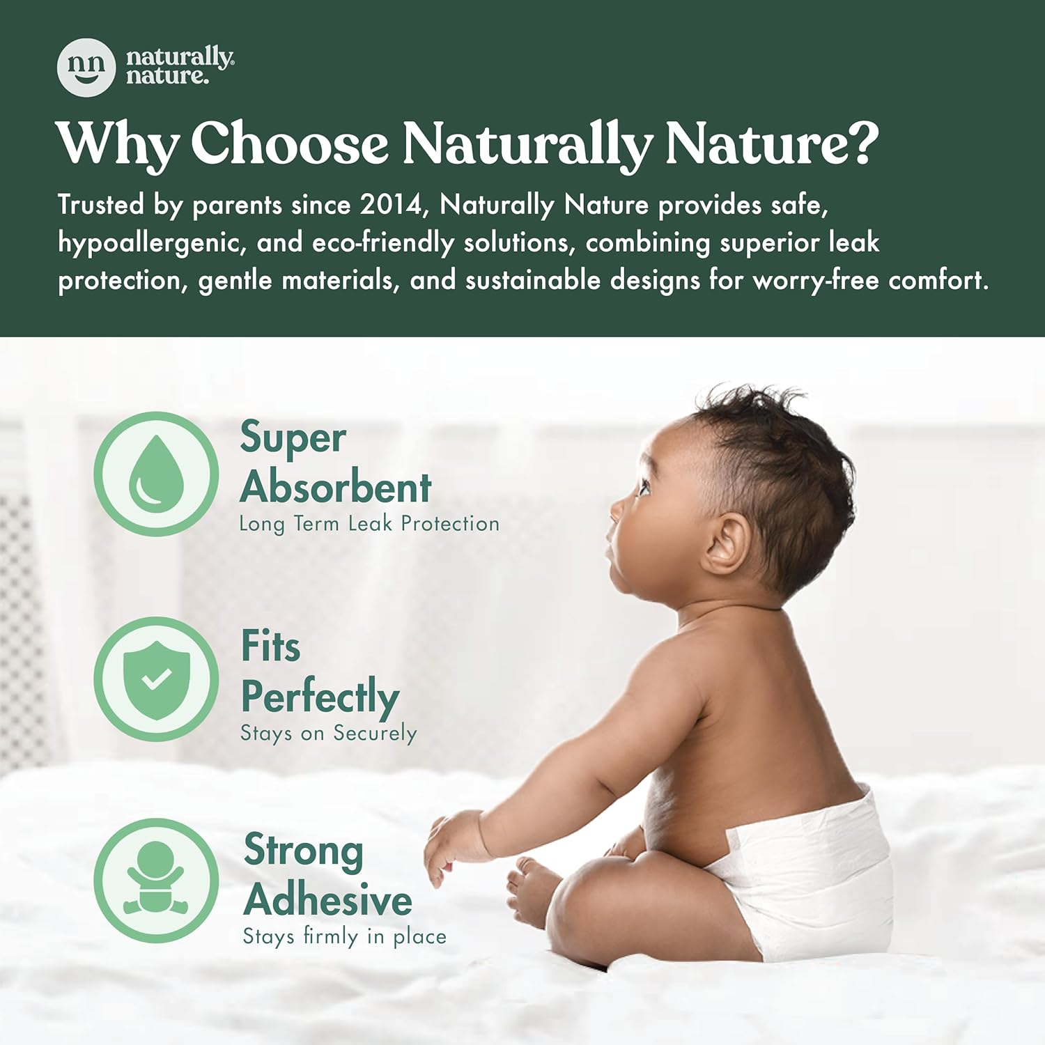 Naturally Nature Overnight Diaper Doubler Booster Pads with Adhesive for Pull-On & Regular Diapers | Nighttime Leak Protection for Heavy Wetters and Active Sleepers for Boys & Girls image number 5