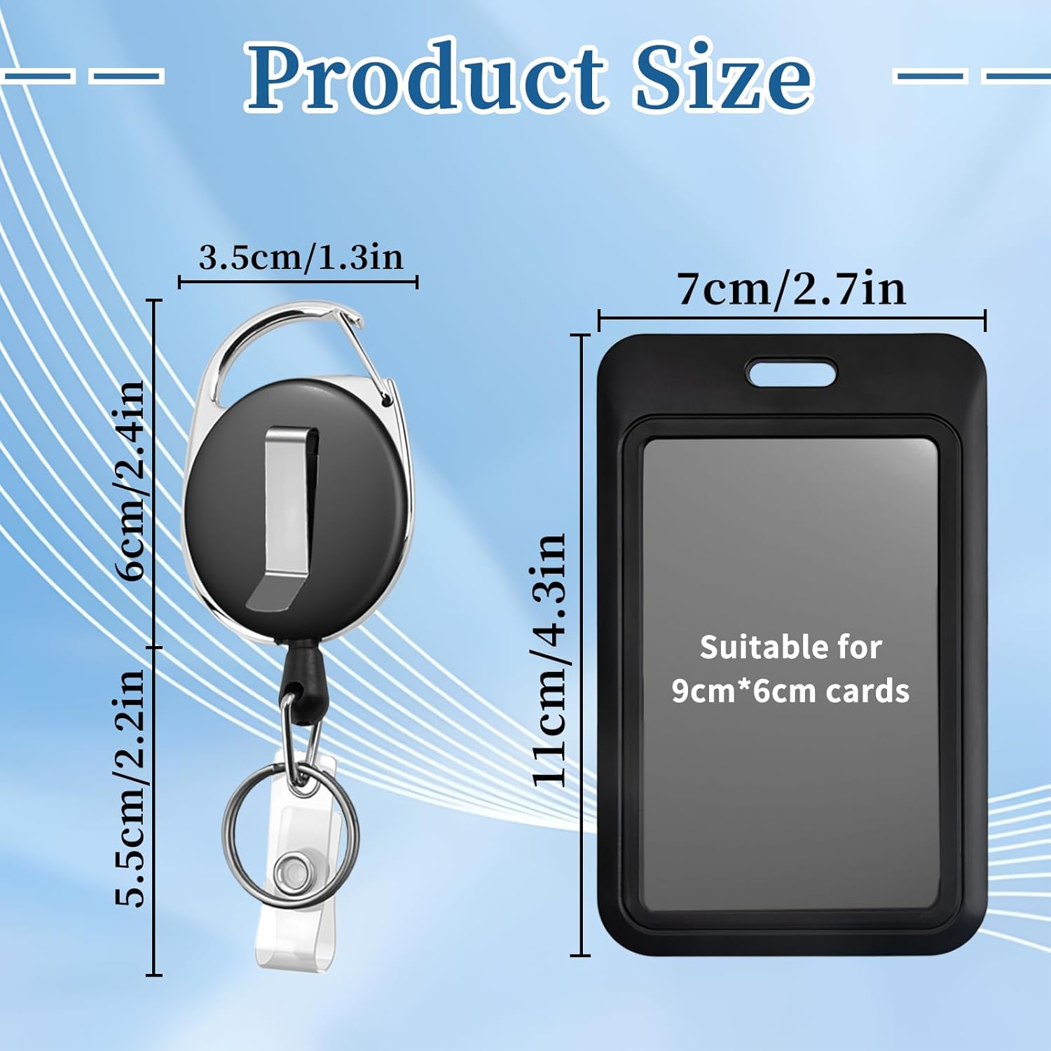 Retractable Keychain, 4 Pack ID Badge Holder with Retractable Badge Reel, ID Card Holder Retractable with Metal Clip and Keyring for Office, School image number 6