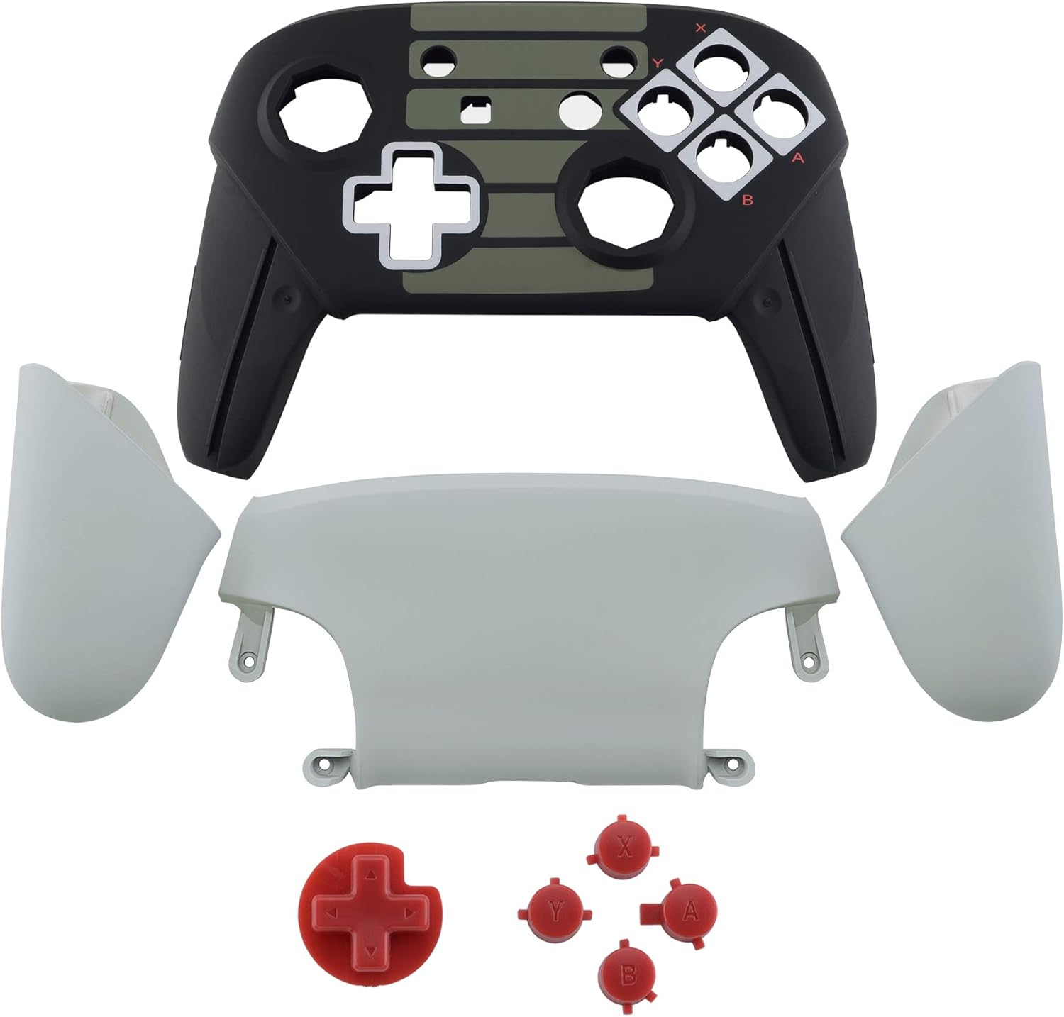 Extremerate Classic NES Style Faceplate Backplate Handles Cover, Octagonal Gated Sticks Design DIY Replacement Grip Housing Shell for Nintendo Switch Pro Controller- Controller NOT Included - Classic Nes Style image number 5