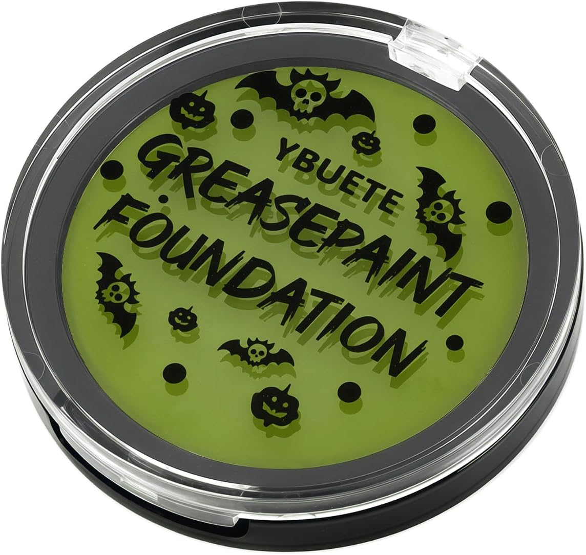 YBUETE Ogre Green Foundation Oil Based Face Paint, Professional Green Greasepaint for St. Patrick'S Day, Halloween Face Painting for Witch Shrek Hulk Goblin Monster for Adult Carnival & Costume Party - Blue image number 3