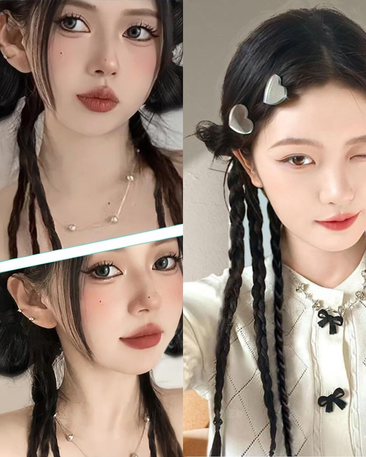 TPZORJX Pack of 2 Women'S Hair Bows - Boxer Braids, Bow Hair Clip, Hair Bow with Thin Bands for Women Girls Children image number 1