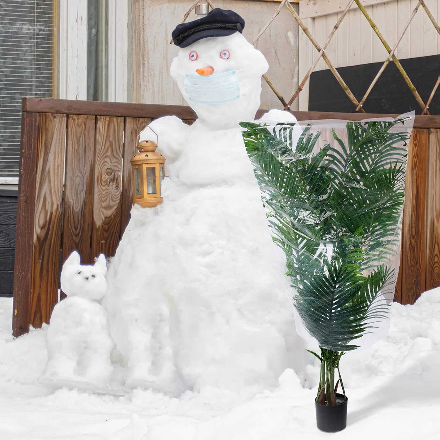 6 Pcs Winter Plant Covers Freeze Protection Small Plastic Clear Film Cover Shelter Bags Waterproof Frost Cloth for Outdoor Plants Greenhouse Garden Rain Frost Protection(27.6 X 43.3 Inch) image number 6