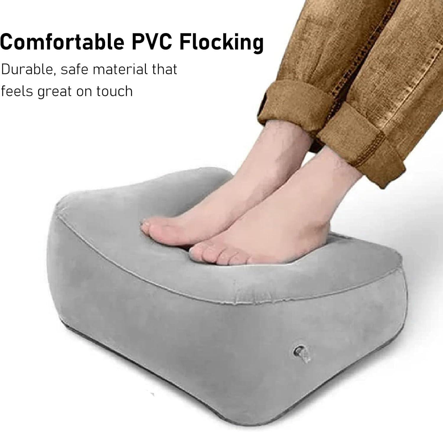 Inflatable Foot Rest, Inflatable Foot Pillow for Air Travel Multifunctional PVC Flocking Portable Leg Rest Pillow for Cars Travel Office Living Room Airplane image number 6