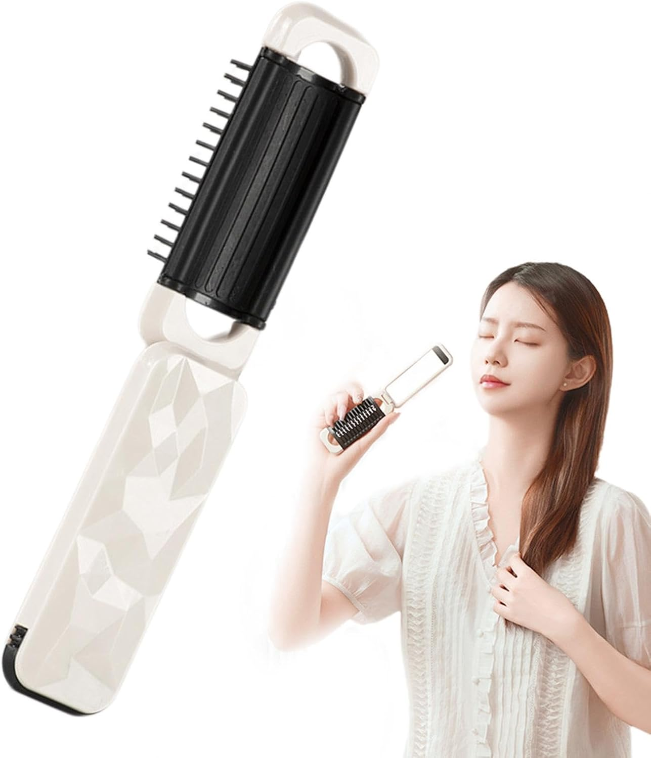 Folding Hair Brush, Folding Hairbrush for Handbag, Travel Hair Brush, Travel Hair Brush, Small Hair Brush with Mirrors Compact Pocket Size Comb for Traveling Swimming Camping image number 3