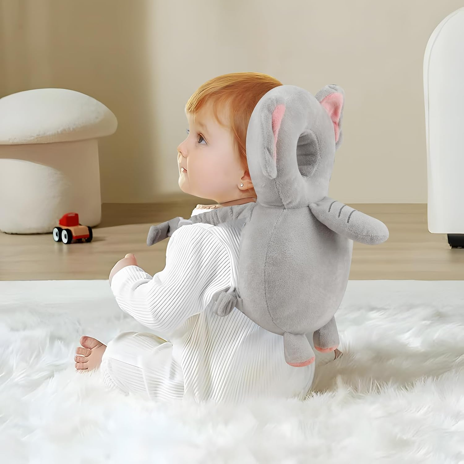 Pandaear Baby Head Protection Backpack, Toddler Walking Head Protector, Adjustable Head Protector Pad Safety Cushion (Elepant) image number 5