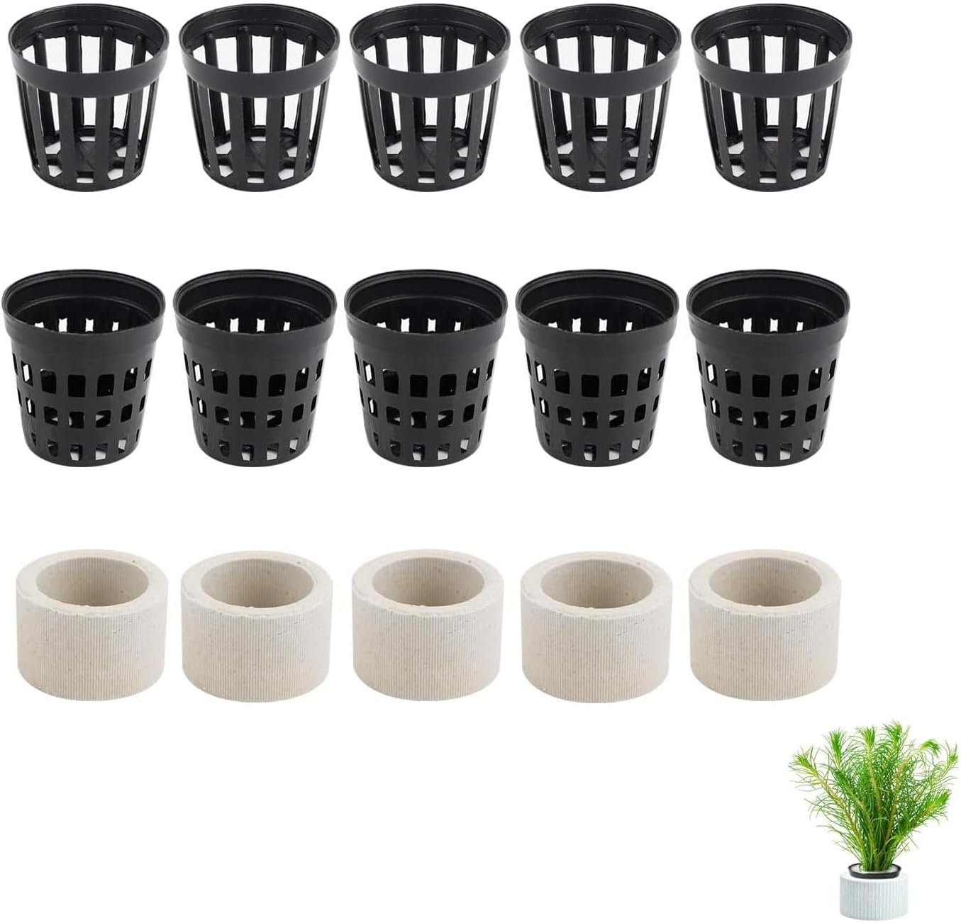 Hysgscwd 15Pcs Aquatic Plants Fixed Ring Set, Aquarium Planting Baskets Rings, Anti-Floating Ceramic Aquarium Plant Rings, Landscape Weights Pots Fixed Ring, Fish Tank Plant Cup Decoration Accessories image number 1