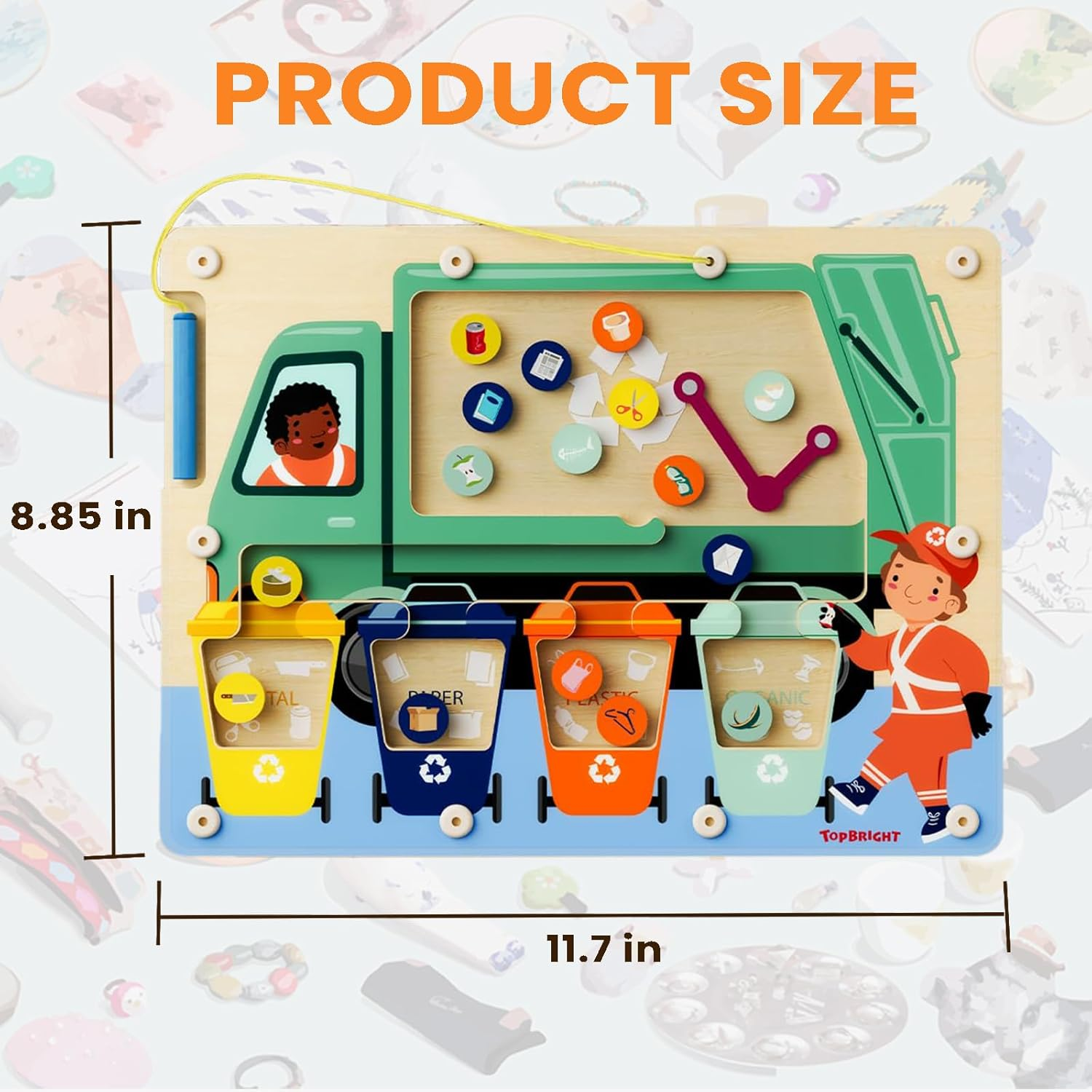 TOP BRIGHT Magnetic Color Maze Sorting Game Montessori Toys for 3+ Year Old, Wooden Garbage Magnet Educational Learning Toys, Toddler Travel Toys Fine Motor Skills for Boys Girls Gift image number 6