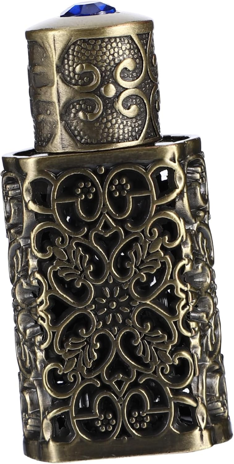 GARVALON Essential Oil Dispenser Hollow Engraved Metal Glass Travel Bottle for Perfume and Cosmetic Use