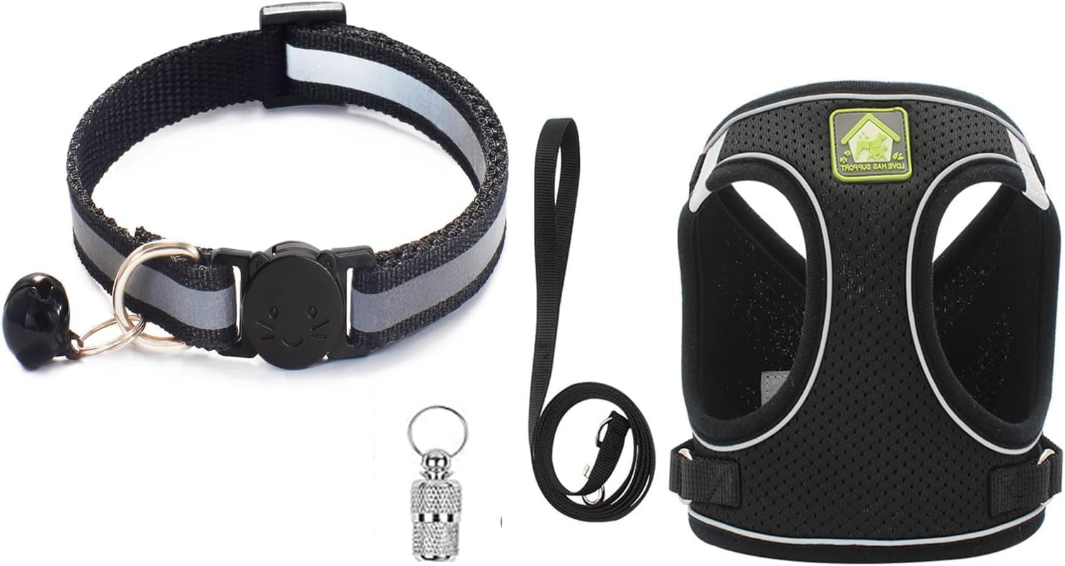 Cat Harness and Leash for Walking, Escape Proof Soft Adjustable Vest Harnesses for Cats,Breathable Reflective Strips Jacket,Strips and anti Lost Pendant(Orange XS)