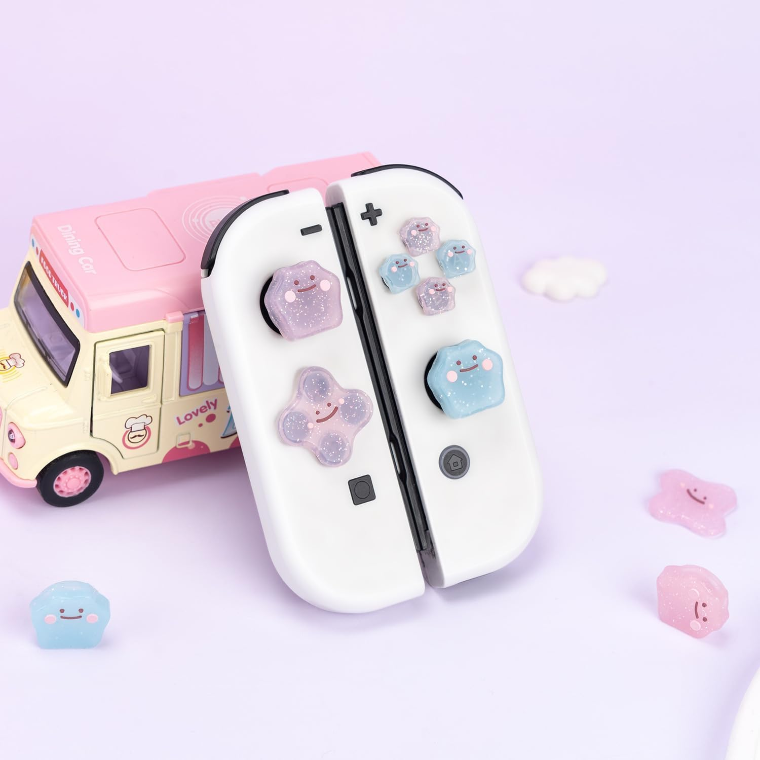 Cute D-Pad Button Caps Silicone Thumb Grips Set, Key Buttons Sticker Joystick Cover Caps Compatible with Nintendo Switch/Oled - Monster image number 5
