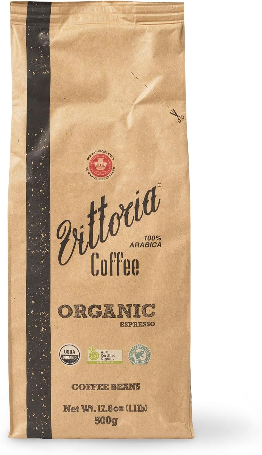 Vittoria Coffee 100% Certified Organic Arabica Coffee Beans 500G. Medium to Dark Roast with Hazelnut, Wildberry, Honey and Lemon Tasting Notes and Perfect for Home Espresso Machines. image number 2