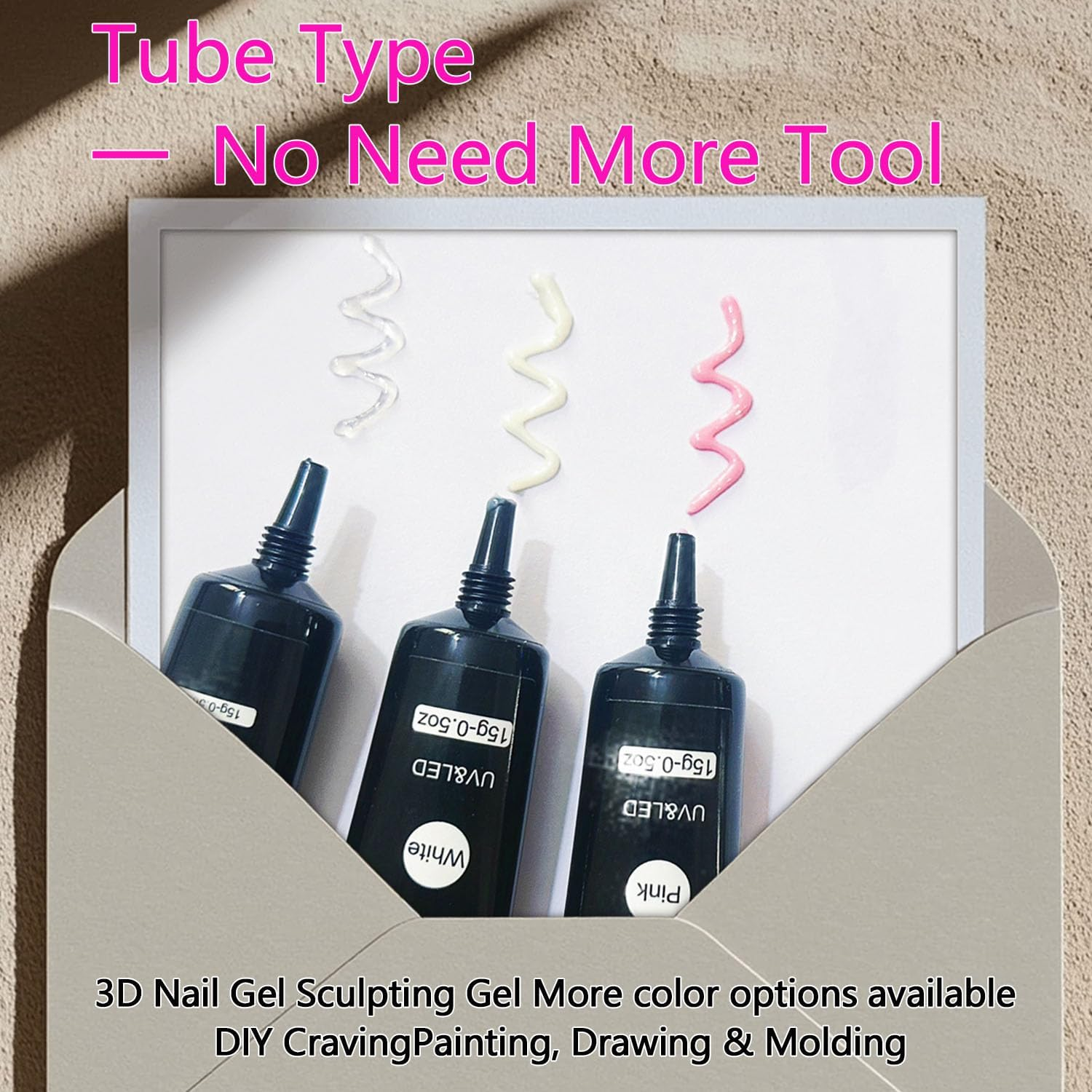 MUSILAN 3D Nail Gel Art,15G Pink Sculpting Gel for Carving, Molding and Painting Nail Art Designs, Chrome Nails Powder and Nail Charms,Rhinestone Design No Wipe Lamp Curing Needed for Drawing image number 4