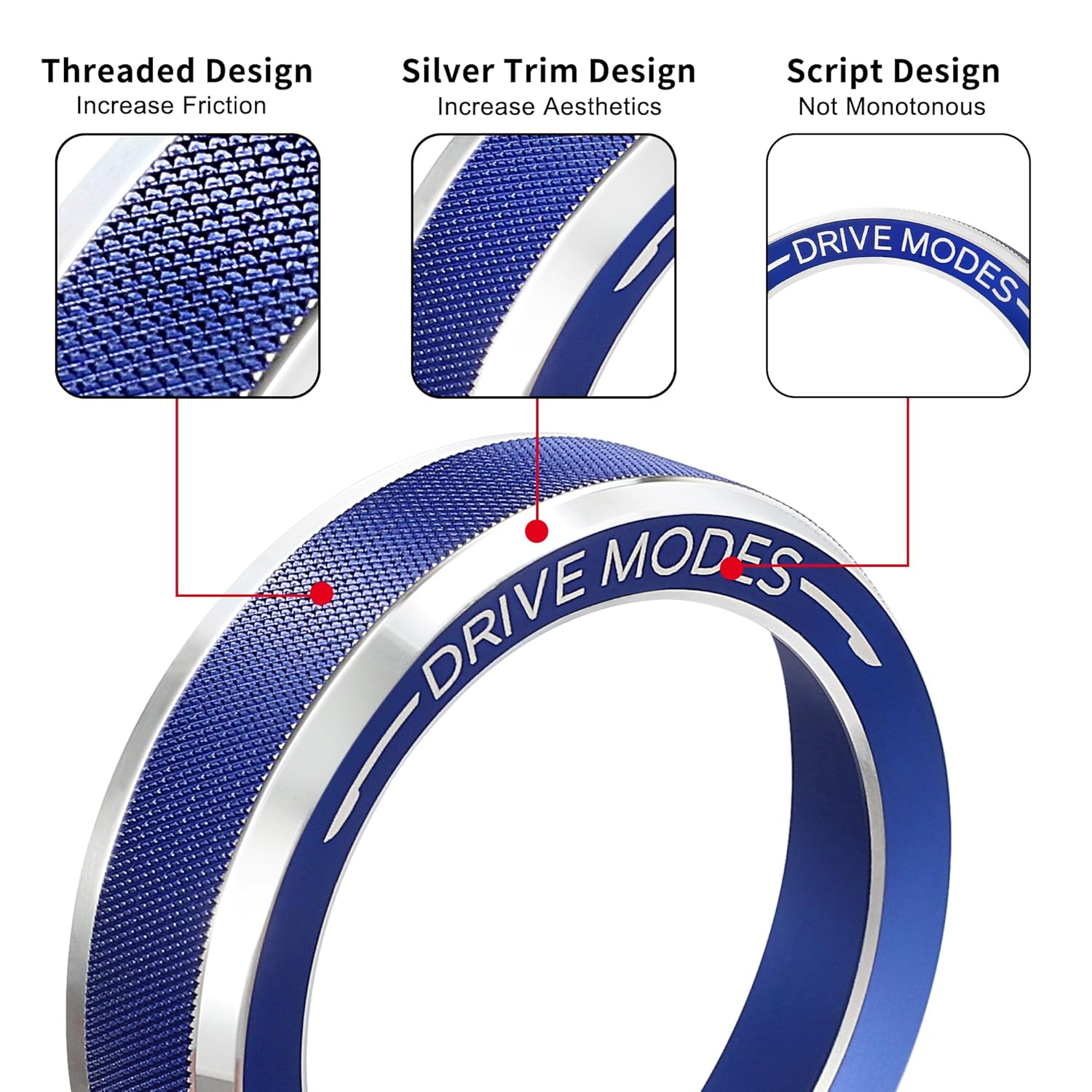 TOMALL Aluminum 4WD Drive Mode Knob Cover Compatible with Ford Ranger 2023 2024 2025 Raptor/Lariat/Xlt Four-Wheel Drive Selector Control Switch Button Ring Car Interior Decor Accessories Trim (Blue) image number 1