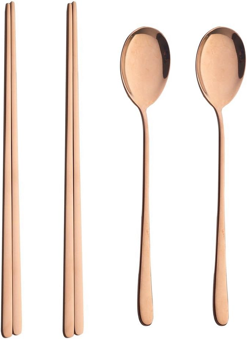 Onlycooker 5 Piece Forks Set, 18/10 Stainless Steel Korean Silverware Set Service for 5 Tableware Dinnerware Dishwasher Safe