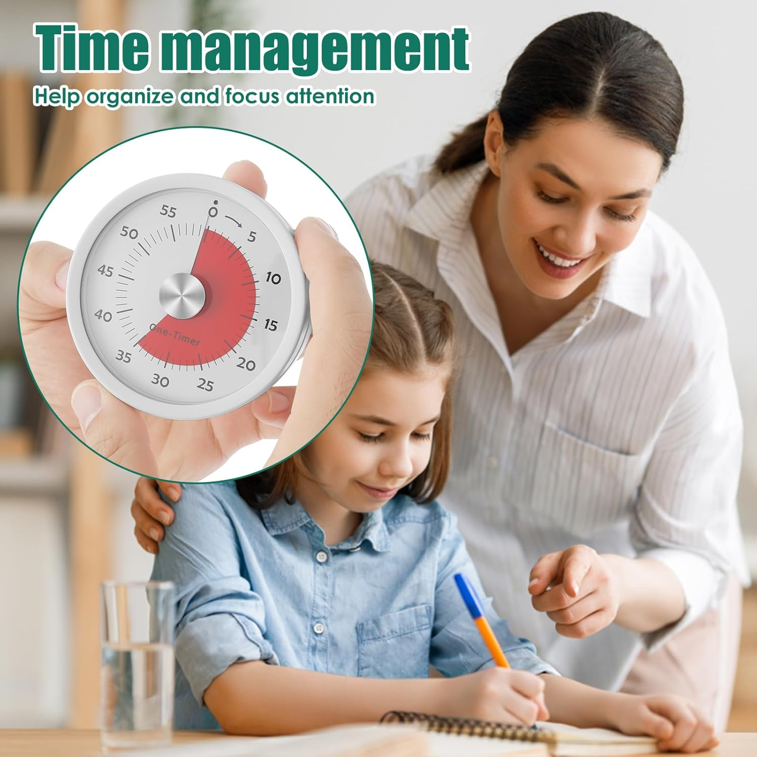 Awobepl Visual Timer 60 Minutes Magnetic Countdown Timer Compact Desk Timer No Ticking Kids Visual Timer for Classroom Cooking Fitness Studying Working image number 2