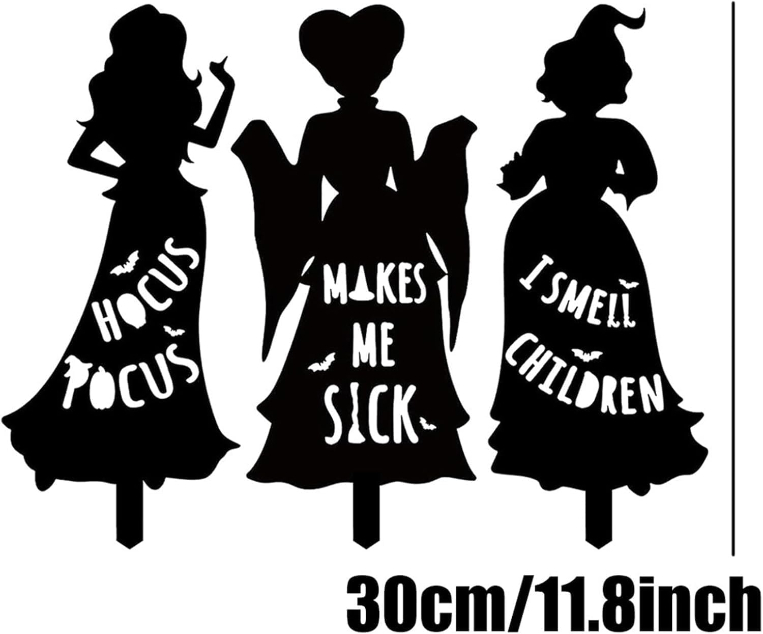 3 Pack Halloween Yard Sign Decoration, Halloween Silhouette Yard Signs with Stakes, Black Witches Silhouette Yard Signs with H-Stakes, outside Waterproof Yard Lawn Garden Sanderson Sisters Decor image number 1