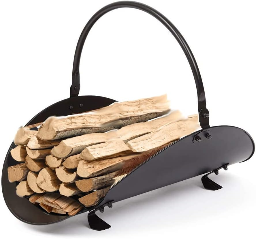 Rocky Mountain Goods Firewood Basket Holder Indoor - Decorative Finish Metal Log Holder - Fireplace Wood Rack Is Ideal Size for Indoor Use - Assembly Wrench Included - for Modern or Classic Home image number 1