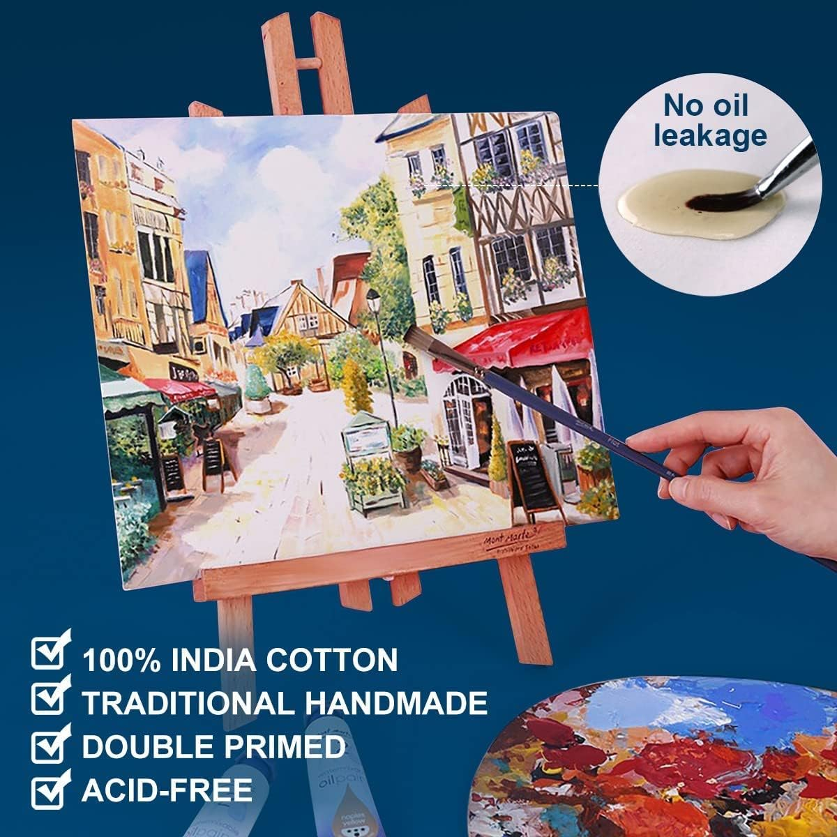 Canvas Panels 6X6 Inch 12-Pack, 10 Oz Primed 100% Cotton White Blank Canvases for Painting, Square Flat Canvas Board for Oil Acrylics Watercolor & Tempera Paints image number 3