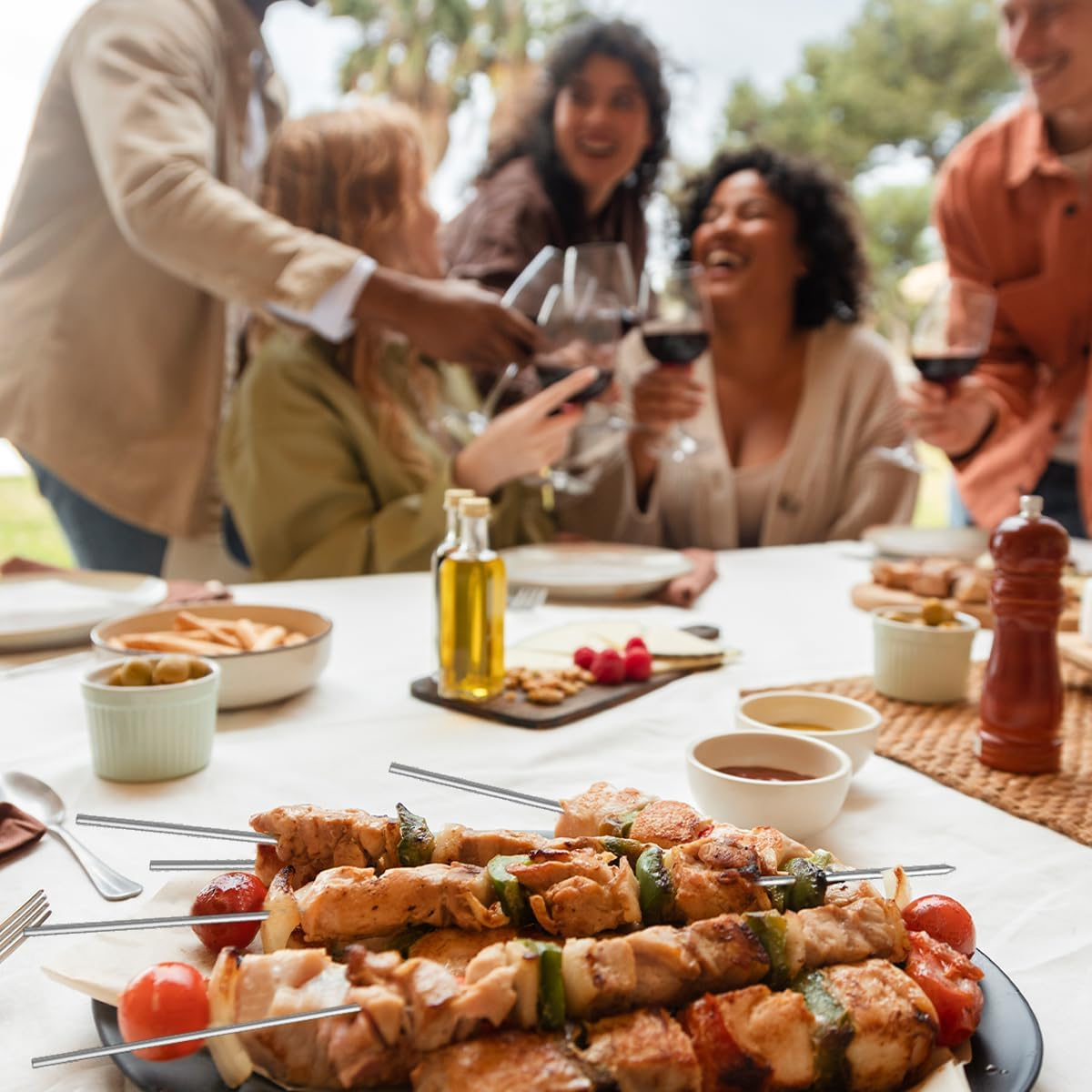 Barbecue Skewers, 40 PCS Kabob Skewers with Storage Tube for Outdoor Cooking (30Cm/11.81In) image number 4