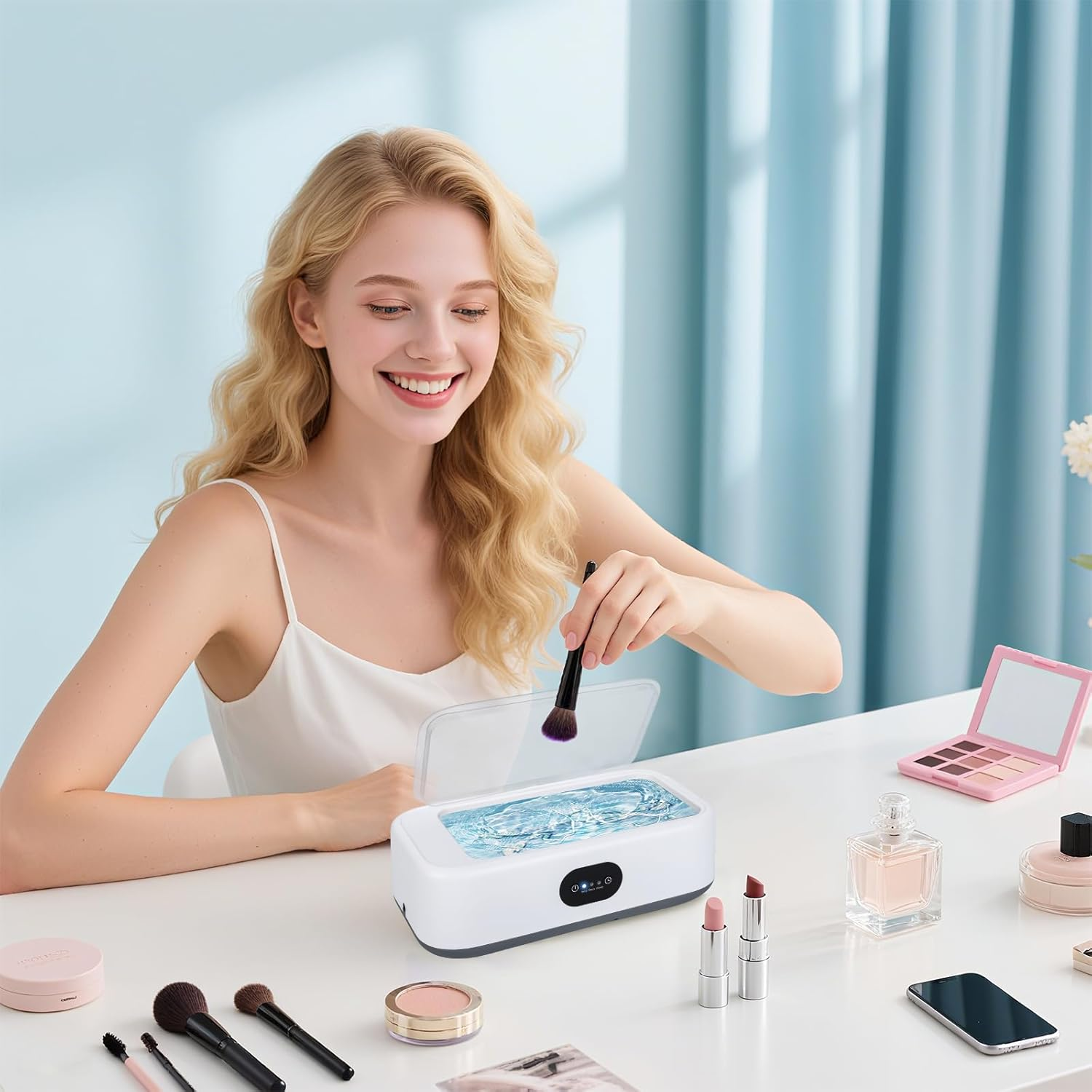 Romon Ultrasonic Cleaning Device, Glasses Cleaning Device, Ultrasonic Cleaner, Glasses, Ultrasonic Bath, Sonic Ultrasonic Cleaner with Digital Timer for Glasses, Coins image number 5