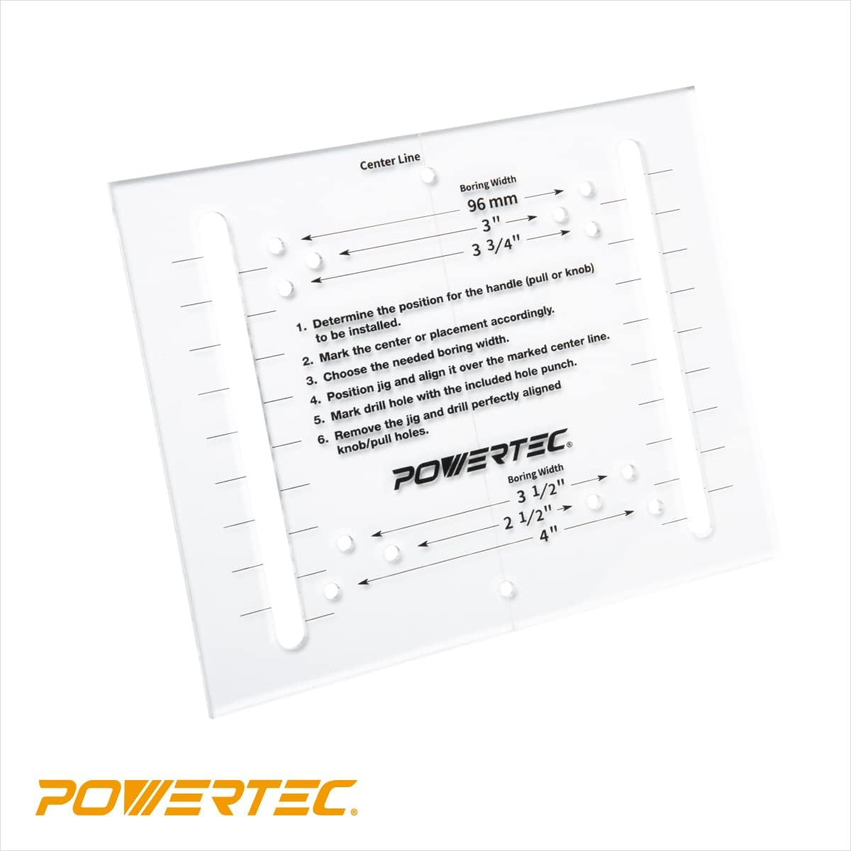 POWERTEC 71412 Cabinet Hardware Jig, Cabinet Hardware Template Tool and Center Punch, Drawer Pull Jig for Handles and Pulls image number 5