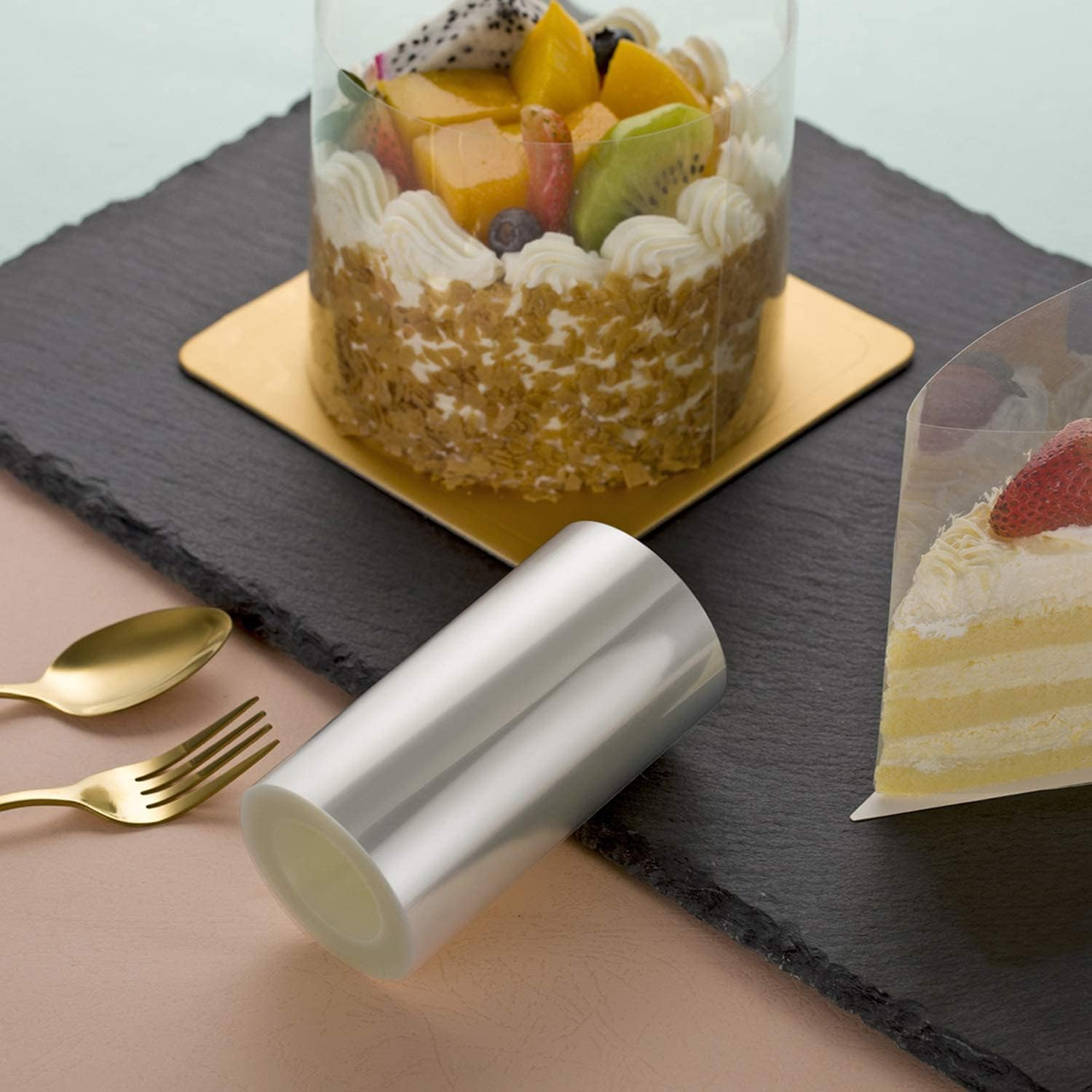 Cake Collars 4 X 394Inch,Transparent Cake Rolls, Clear Cake Strips, Transparent Chocolate Mousse Collar Baking Surrounding Edge Decorating Acetate Roll image number 3
