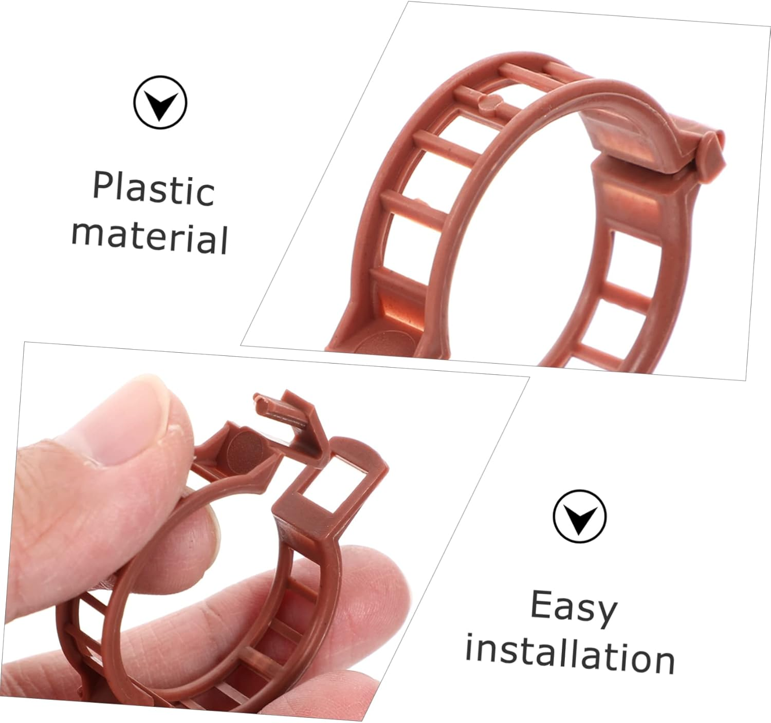 Kisangel 100Pcs Plastic Plant Clips Gardening Clamps Tomato Stem Support Fixing Clips 32Mm Diameter Brown for Garden Plant Growth and Vine Stabilizing image number 1