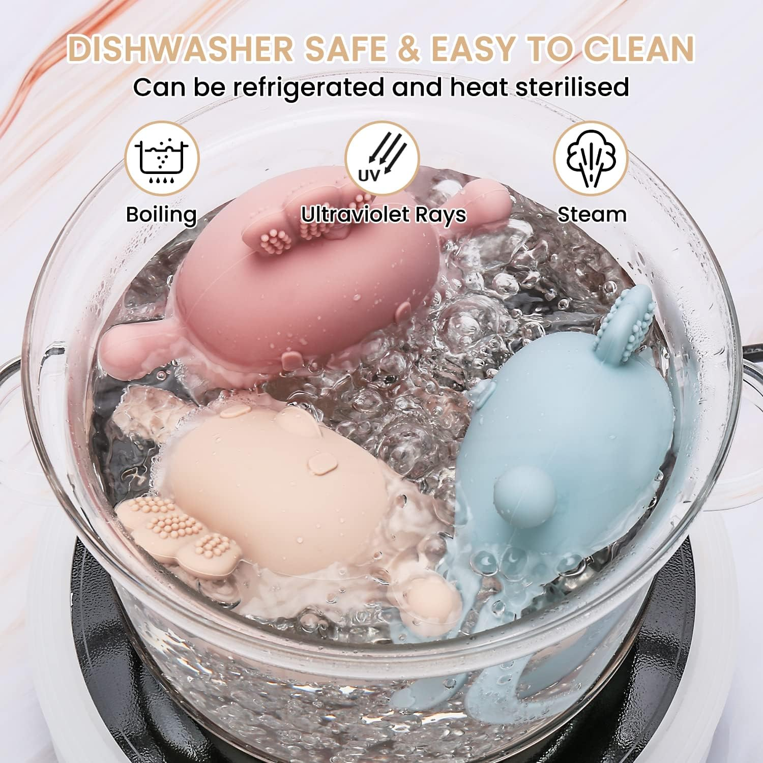 MISSLILI 2Pcs Baby Teething Toy for Infants 3+ Months, BPA Free Anti-Drop Silicone Chick Mitten Teether Toy for Soothing Sore Gums, Baby Chew Toys for Sucking Needs image number 1