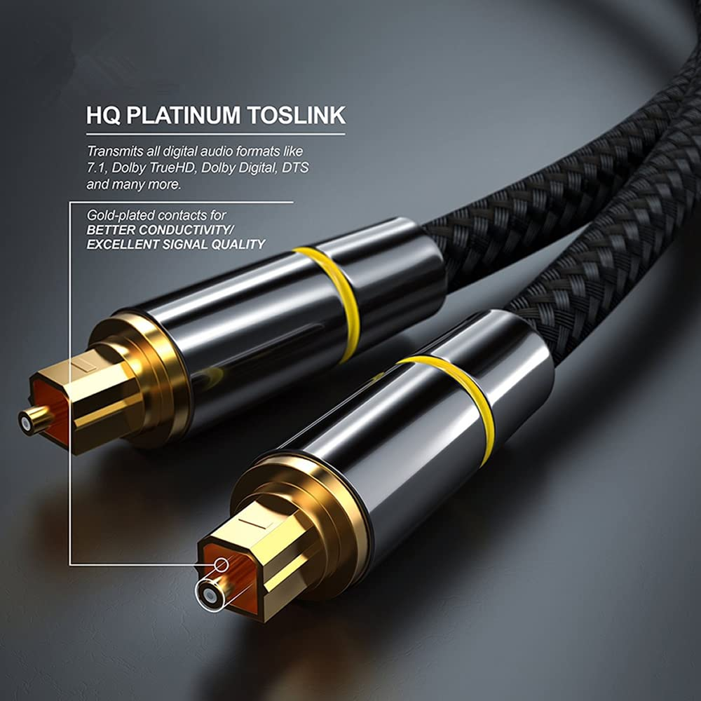 Tianle Optical Cable, 5M/16.4Ft Toslink Digital Audio Lead SPDIF Cable with Nylon Braided Fiber Optic Cord, 24K Gold-Plated Compatible with TV, Sky, PS4, Xbox, Home Theater, Hi-Fi image number 4